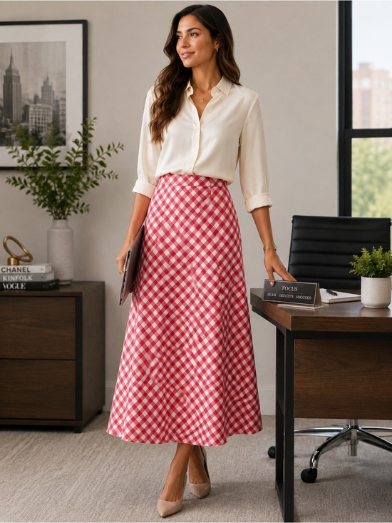 Universal Thread Dresses & Skirts - Universal Thread Red White Gingham Maxi Skirt Medium A-Line Pull-On